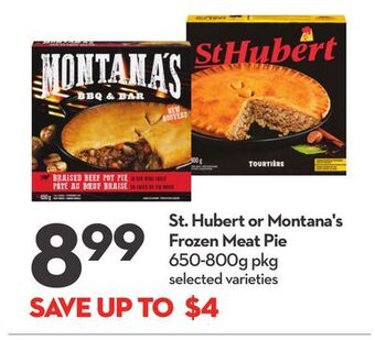 Longo's St. hubert or montana's frozen meat pie offer