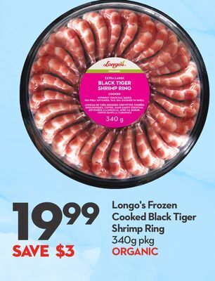 Longo's Longo's frozen cooked black tiger shrimp ring offer