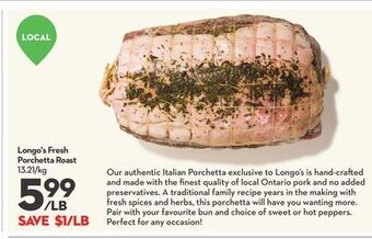 Longo's Longo's fresh porchetta roast offer