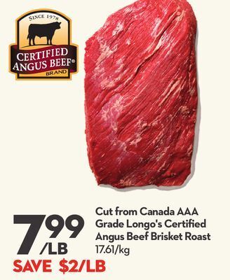 Longo's Cut from canada aaa grade longo's certified angus beef brisket roast offer