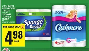 Food Basics Cashmere bathroom tissue or sponge towels ultra offer