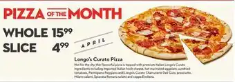 Longo's Pizza of the month - longo's curato pizza offer