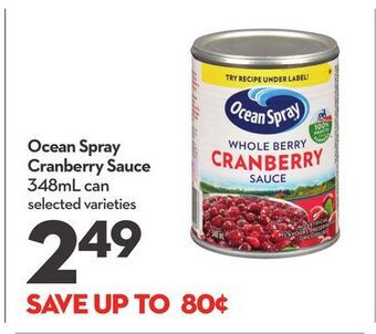 Longo's Ocean spray cranberry sauce offer