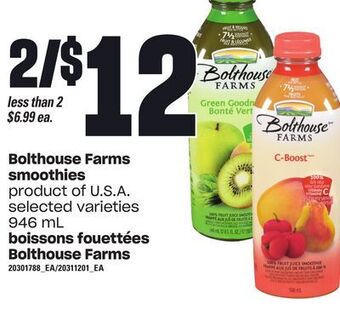 Independent Grocer Bolthouse farms smoothies, 946 ml offer
