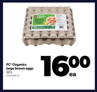Real Canadian Superstore Pc organics large brown eggs, 30's offer