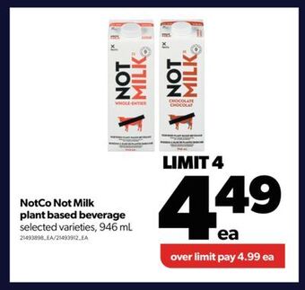Real Canadian Superstore Notco not milk plant based beverage, 946 ml offer