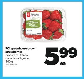 Real Canadian Superstore Pc® greenhouse grown strawberries, 340 g offer