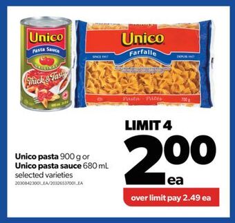 Real Canadian Superstore Unico pasta 900 g or unico pasta sauce 680 ml offer