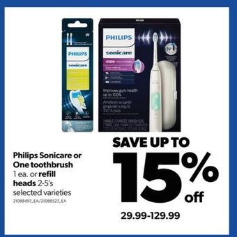Real Canadian Superstore Philips sonicare or one toothbrush 1 ea. or refill heads 2-5's offer