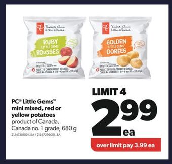 Real Canadian Superstore Pc® little gems™ mini mixed, red or yellow potatoes, 680 g offer