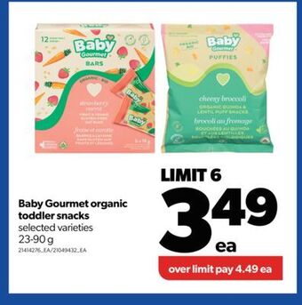 Real Canadian Superstore Baby gourmet organic toddler snacks, 23-90 g offer