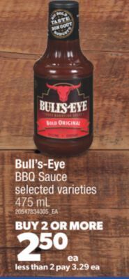 Real Canadian Superstore Bull's eye bbq sauce, 475 ml offer