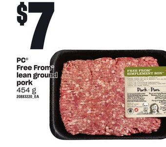 Loblaws Pc free from lean ground pork, 454 g offer
