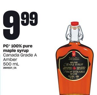 Loblaws Pc 100% pure maple syrup, 500 ml offer