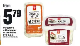 Loblaws Pc® goat's milk cheese or crumbles, 140-175g offer