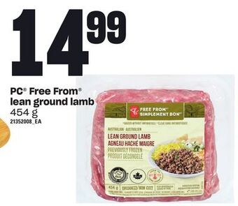 Loblaws Pc® free from® lean ground lamb, 454 g offer