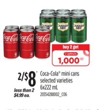 Loblaws Coca-cola® mini cans, 6x222 ml offer