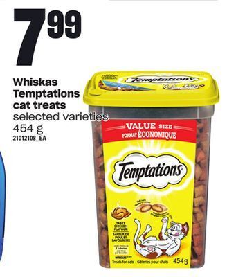 Loblaws Whiskas temptations cat treats, 454 g offer