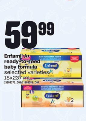 Loblaws Enfamil a+ ready-to-feed baby formula, 18x237 ml offer