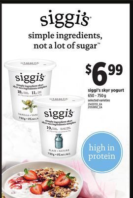 Loblaws Siggi's skyr yogurt, 650 - 750 g offer