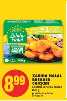 No Frills Zabiha halal breaded chicken, 800 g offer