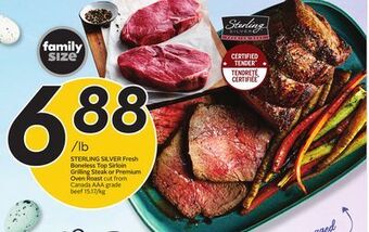 Sobeys Sterling silver fresh boneless top sirloin grilling steak or premium oven roast offer