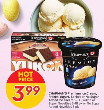 Sobeys Chapman's premium ice cream, frozen yogurt, sorbet or no sugar added ice cream offer