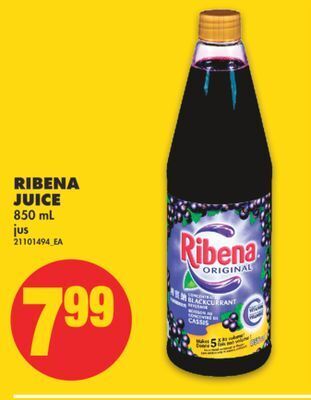No Frills Ribena juice, 850 ml offer