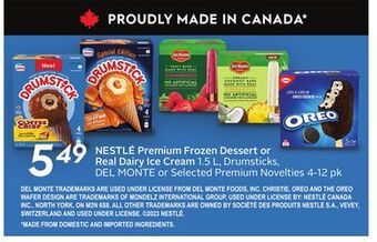 Sobeys Nestlé premium frozen dessert or real dairy ice cream offer