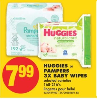 No Frills Huggies or pampers 3x baby wipes, 168-216's offer