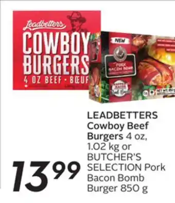 Sobeys Leadbetters cowboy beef burgers offer
