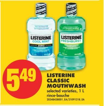 No Frills Listerine classic mouthwash, 1 l offer