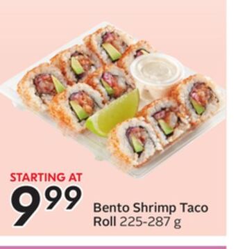 Sobeys Bento shrimp taco roll offer