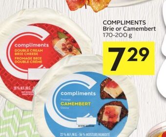Foodland Compliments brie or camembert 170-200 g offer