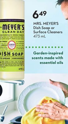 Sobeys Mrs. meyer's dish soap or surface cleaners offer