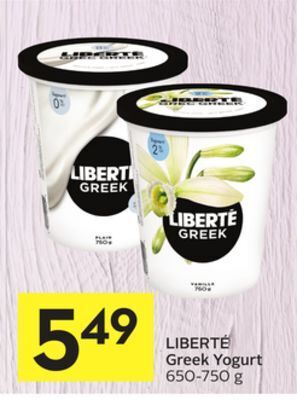 Foodland Liberté greek yogurt 650-750 g offer