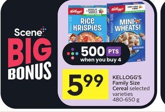 Foodland Kellogg's family size cereal selected varieties 480-650 g offer