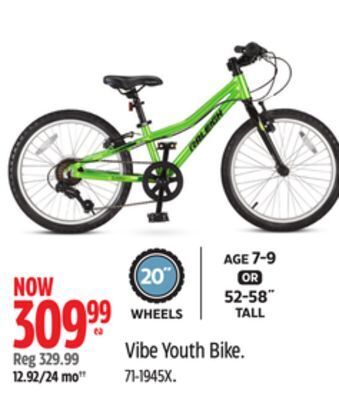Canadian Tire Raleigh vibe youth bike offer