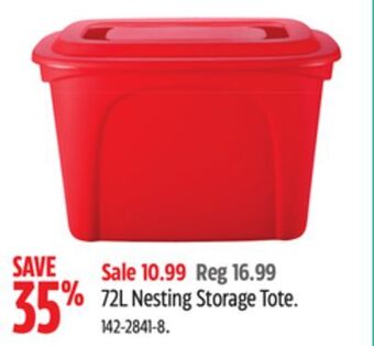 Canadian Tire Tuff store 72l nesting storage tote offer