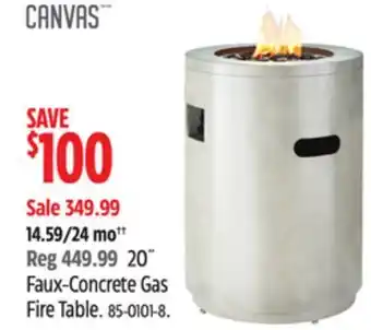 Canadian Tire Canvas 20˝ faux-concrete gas fire table offer