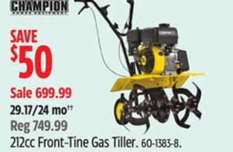 Canadian Tire Champion 212cc front-tine gas tiller offer