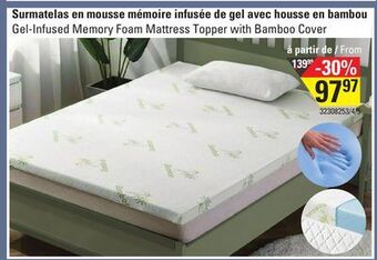Sushi Shop Gel-infused memory foam mattress topper with bamboo cover offer