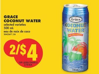 No Frills Grace coconut water, 500 ml offer