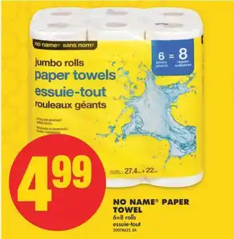 No Frills No name® paper towel, 6=8 rolls offer