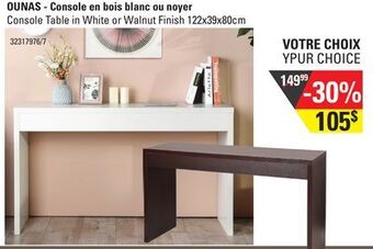 Sushi Shop Console table in white or walnut finish offer