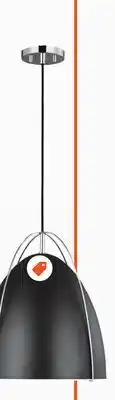 Home Depot Generation lighting norman 75w 1-light chrome pendant with black shade offer