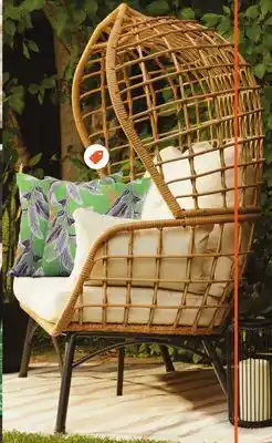 Home Depot Stylewell melrose park wicker patio double egg loveseat with almond cushions offer