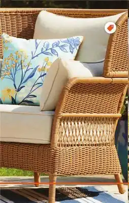 Home Depot Hampton bay pinecroft 2-piece wicker patio conversation set with bisquit tan cushions offer