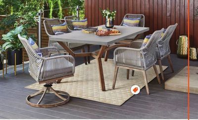 Hampton bay luxley 7 piece wicker string patio dining set with