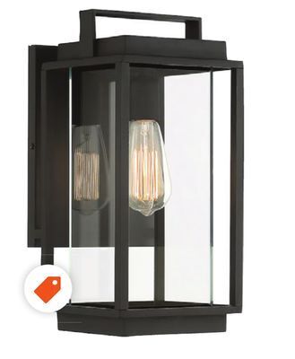 Home Depot Glucksteinelements rockwell 1-light 15-inch height black outdoor transitional wall sconce offer